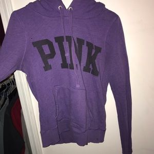 Pink hoodie.